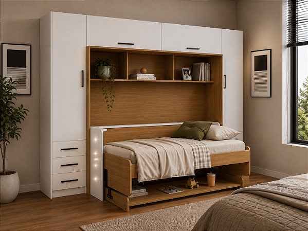 Conjunto Cama First + Combo 3 - Branco/Freijo - Móveis Primavera