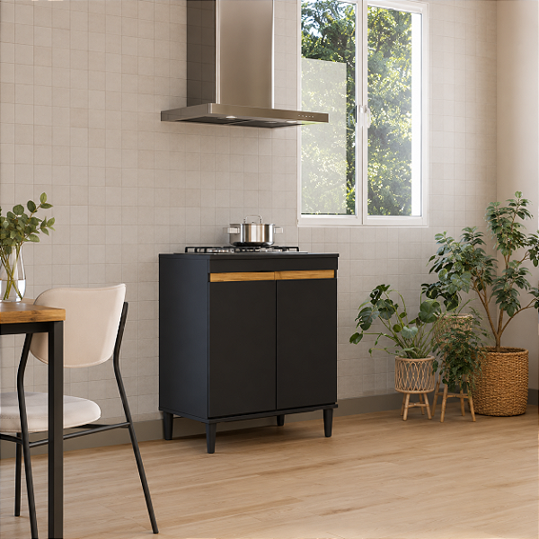 Balcão para Cooktop Vita - Ref. VIT1-142 - Onix/Carvalho - Primavera