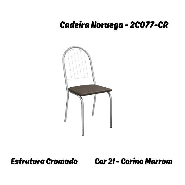 Par de Cadeiras Noruega - 2C077-CR - Corino Marrom - Kappesberg Crome