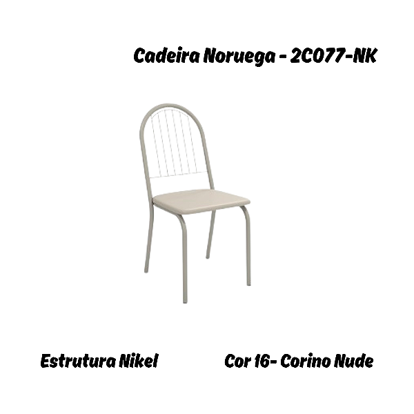 Par de Cadeiras Noruega - 2C077-NK - Corino Nude - Kappesberg Crome