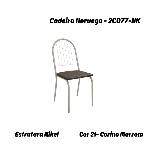 Par de Cadeiras Noruega - 2C077-NK - Corino Marrom - Kappesberg Crome