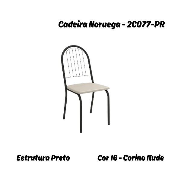 Par de Cadeiras Noruega - 2C077-PR - Corino Nude - Kappesberg Crome
