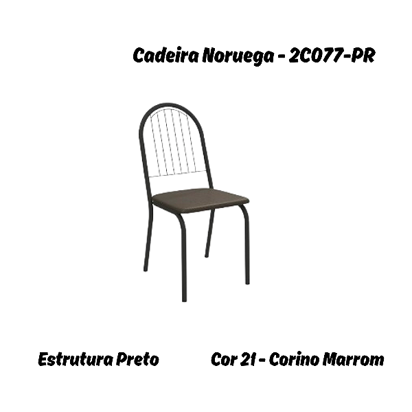 Par de Cadeiras Noruega - 2C077-PR - Corino Marrom - Kappesberg Crome