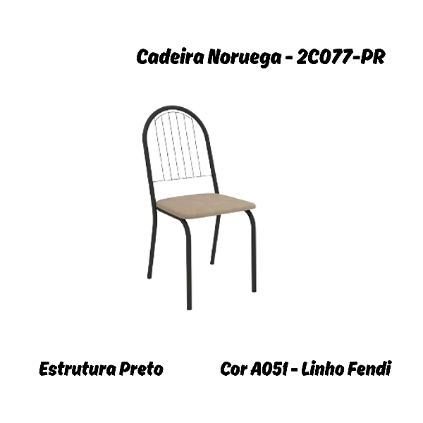 Par de Cadeiras Noruega - 2C077-PR - Linho Fendi - Kappesberg Crome