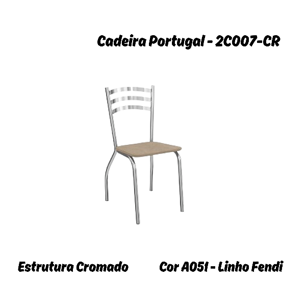 Par de Cadeiras Portugal - 2C007-CR - Linho Fendi - Kappesberg Crome