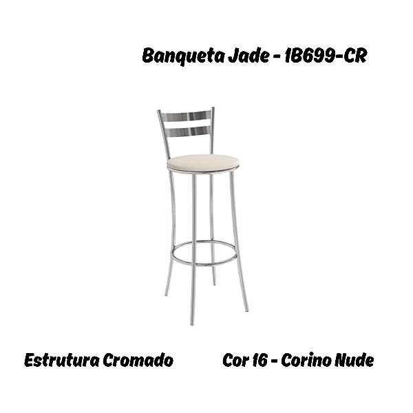 Banqueta Jade - 1B699-CR - Corino Nude - Kappesberg Crome
