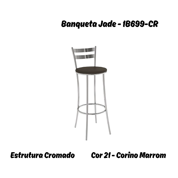 Banqueta Jade - 1B699-CR - Corino Marrom - Kappesberg Crome