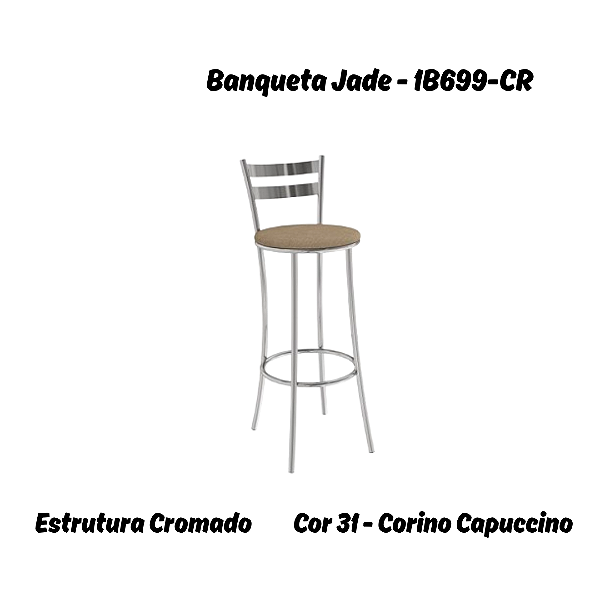 Banqueta Jade - 1B699-CR - Corino Capuccino - Kappesberg Crome