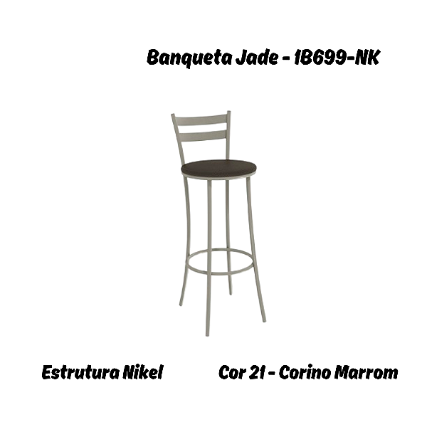 Banqueta Jade - 1B699-NK - Corino Marrom - Kappesberg Crome