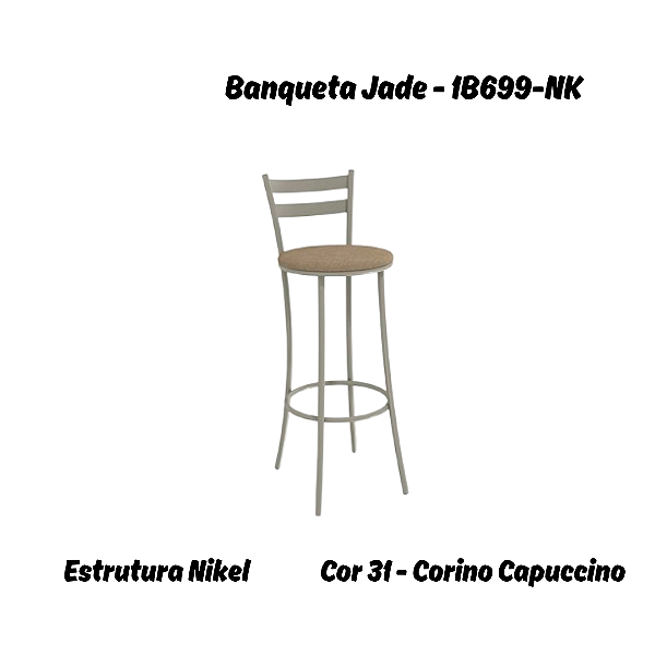 Banqueta Jade - 1B699-NK - Corino Capuccino - Kappesberg Crome