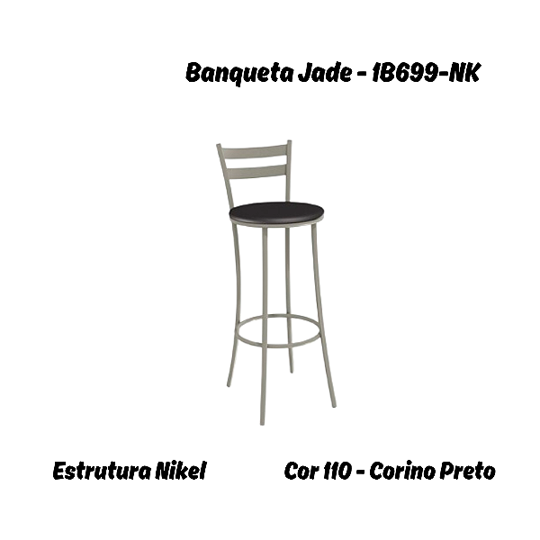 Banqueta Jade - 1B699-NK - Corino Preto - Kappesberg Crome