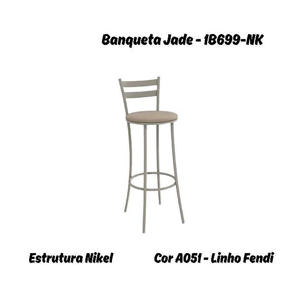 Banqueta Jade - 1B699-NK - Linho Fendi - Kappesberg Crome