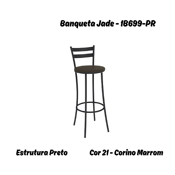 Banqueta Jade - 1B699-PR - Corino Marrom - Kappesberg Crome