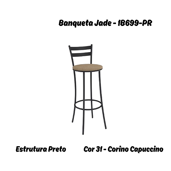 Banqueta Jade - 1B699-PR - Corino Capuccino - Kappesberg Crome