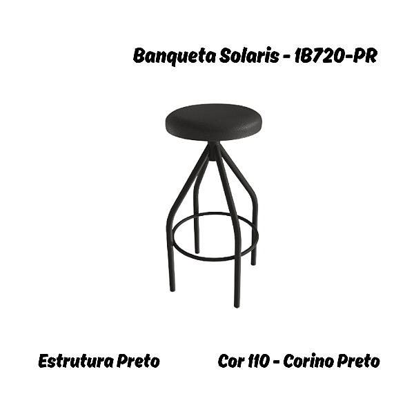 Banqueta Giratória Solaris - 1B720 - Corino Preto - Kappesberg Crome