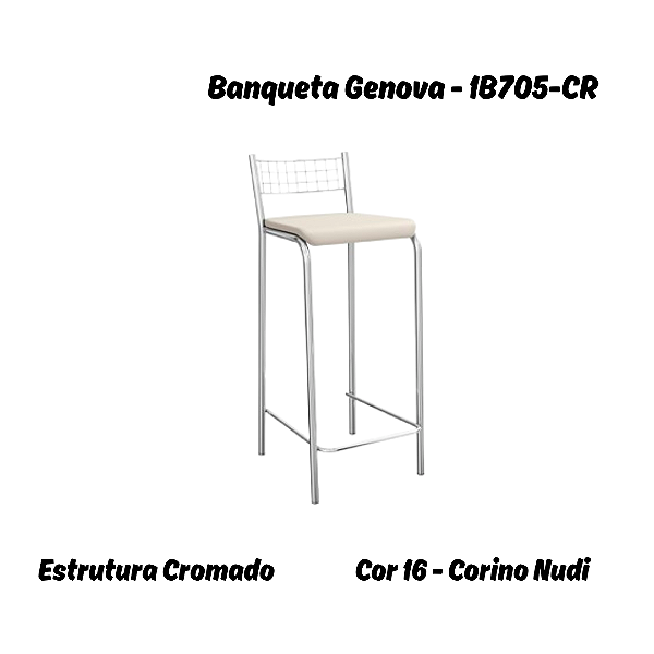 Banqueta Genova - 1B705-CR - Corino Nude - Kappesberg Crome