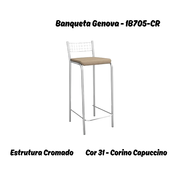 Banqueta Genova - 1B705-CR - Corino Capuccino - Kappesberg Crome