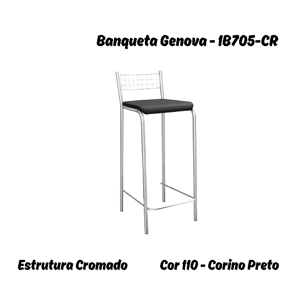 Banqueta Genova - 1B705-CR - Corino Preto - Kappesberg Crome