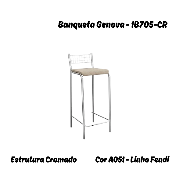 Banqueta Genova - 1B705-CR - Linho Fendi - Kappesberg Crome