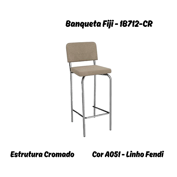 Banqueta Fiji - 1B712-CR - Linho Fendi - Kappesberg Crome