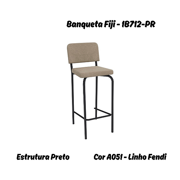 Banqueta Fiji - 1B712-PR - Linho Fendi - Kappesberg Crome