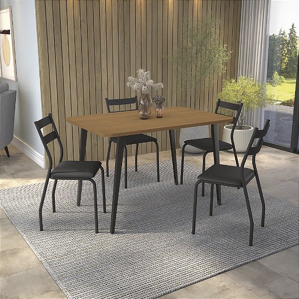 Conjunto Mesa Iguaçu 120cm + 04 Cadeiras Bali - Kappesberg Crome