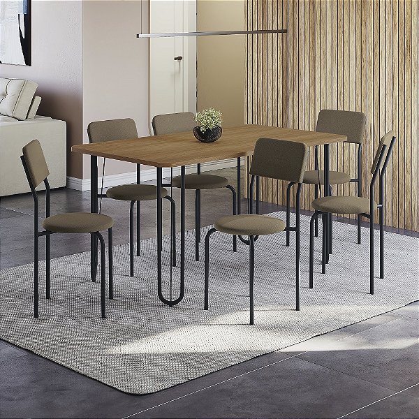 Conjunto Mesa Constanza 160cm + 06 Cadeiras Mali - Kappesberg Crome