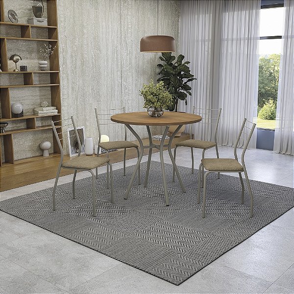 Conjunto Mesa Sardenha 90cm + 04 Cadeiras Bali - Kappesberg Crome