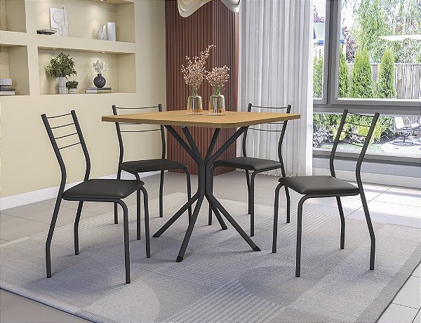 Conjunto Mesa Creta 90cm + 04 Cadeiras Malta - Kappesberg Crome