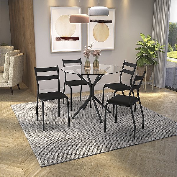 Conjunto Mesa Creta 95cm + 04 Cadeiras Bali - Kappesberg Crome