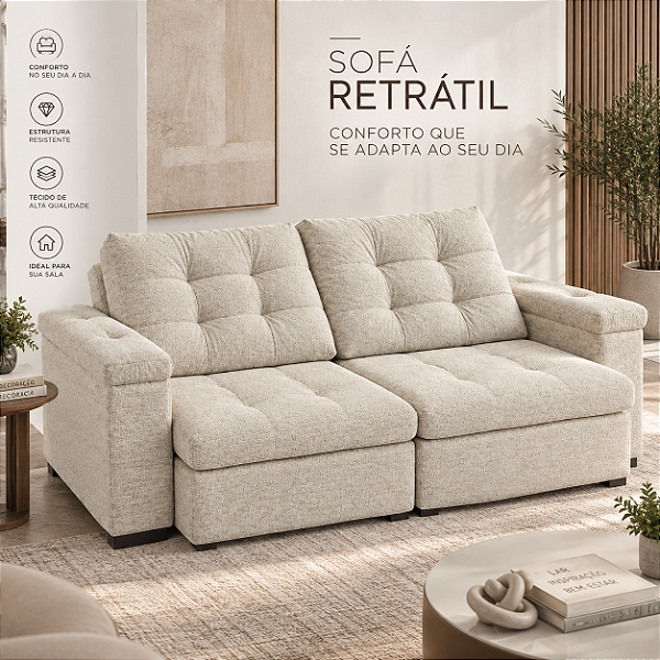 Sofá Retrátil e Reclinável EDGE 172cm - Estofados Rincão