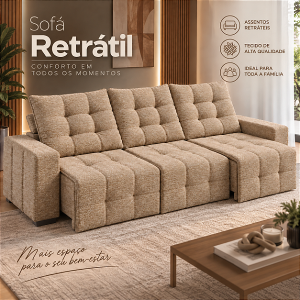 Sofá Retratil e Reclinável Kona 292cm - Estofados Rincão