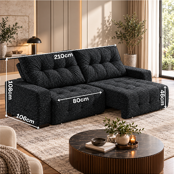 Sofá Retrátil e Reclinável Boreal 210cm - Estofados Rincão