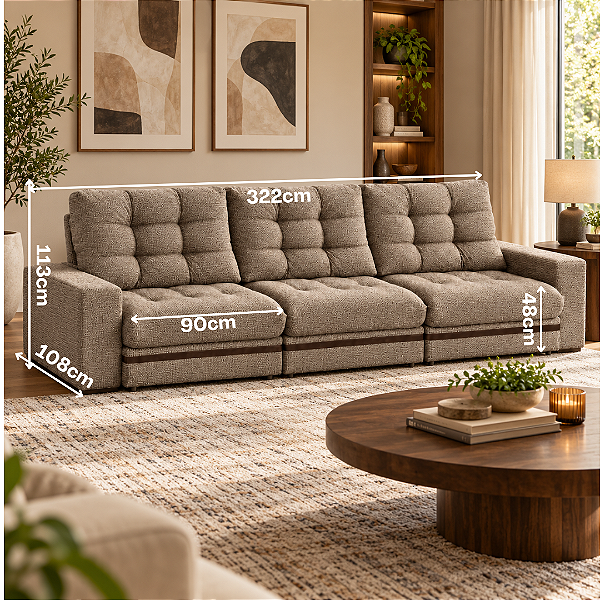 Sofá Retrátil e Reclinável Equus 322cm - Estofados Rincão