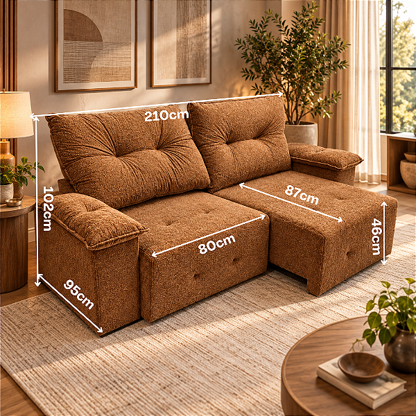 Sofá Retrátil e Reclinável Polo 210cm - Estofados Rincão