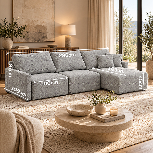 Sofá Retrátil e Reclinável Scudo 296cm - Estofados Rincão