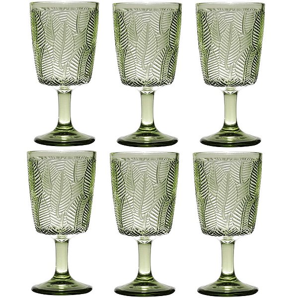 CONJUNTO 6 TAÇAS VIDRO LEAVES