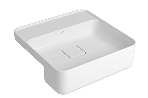 Cuba Quadrada de Semi-Encaixe 40cm com Deck Branco Slim - Deca