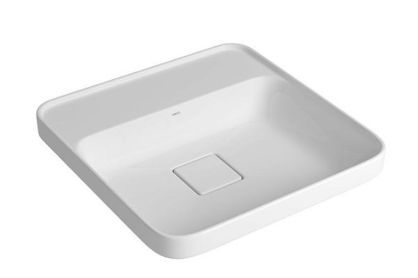 Cuba Quadrada de Sobrepor 40cm com Deck Branco Slim - Deca