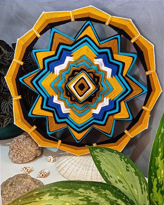 mandala de lã 12 pontas 35cm