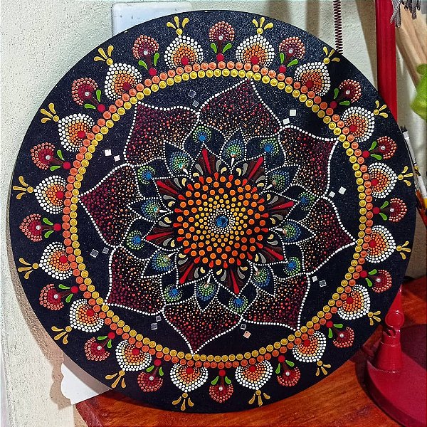 Mandala pontilhismo flor 35cm