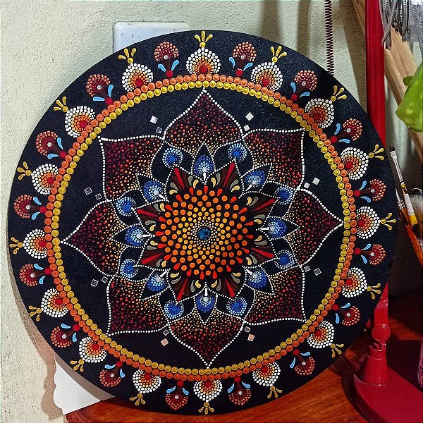 Mandala pontilhismo flor 35cm