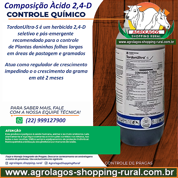 Herbicida Tordon Ultra Ácido 2,4-D - Mata mato Folhas Largas e regulador de crescimento