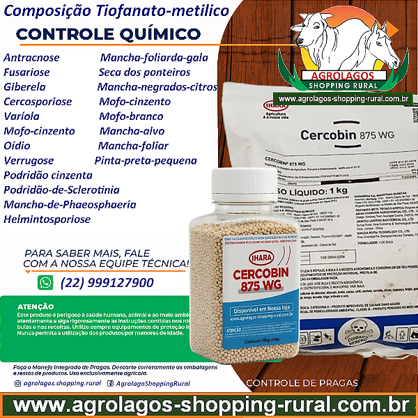 Fungicida Cercobin 875 WG Fracionado 100 gr - Composição tiofanato-Metilico