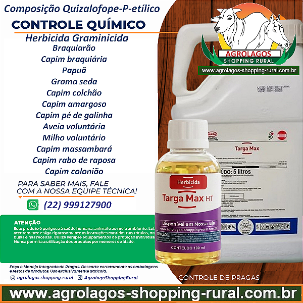 Herbicida Graminicida Targa Max Fracionado 100ml - Composição Quizalofope-P-etílico