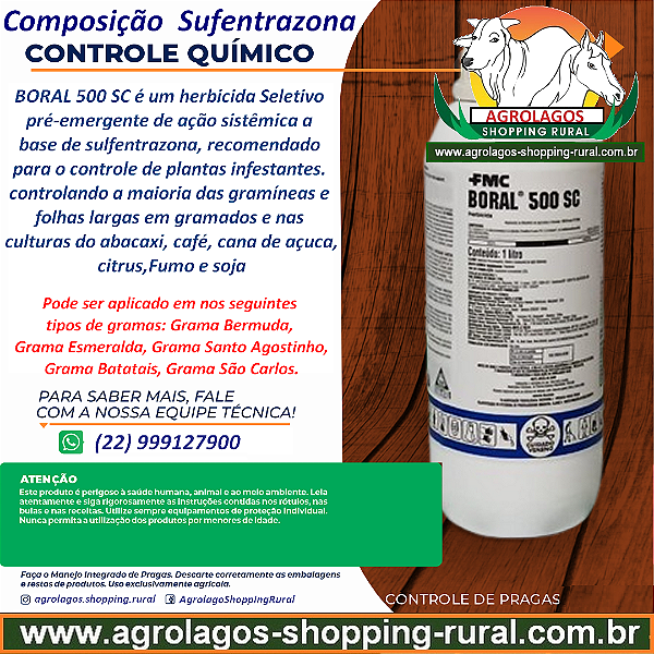 Herbicida Boral 500 SC - Sulfentrazona Mata Tiririca seletivo para gramas e jardins