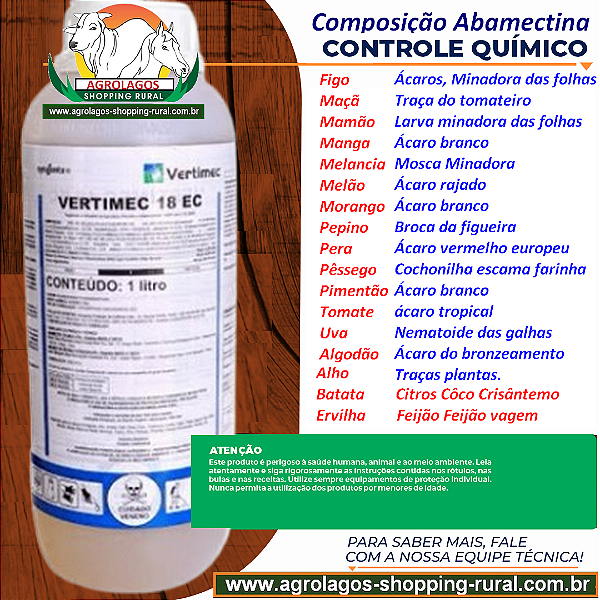 Acaricida Vertimec 18 EC 1 litro - Composição Abamectina