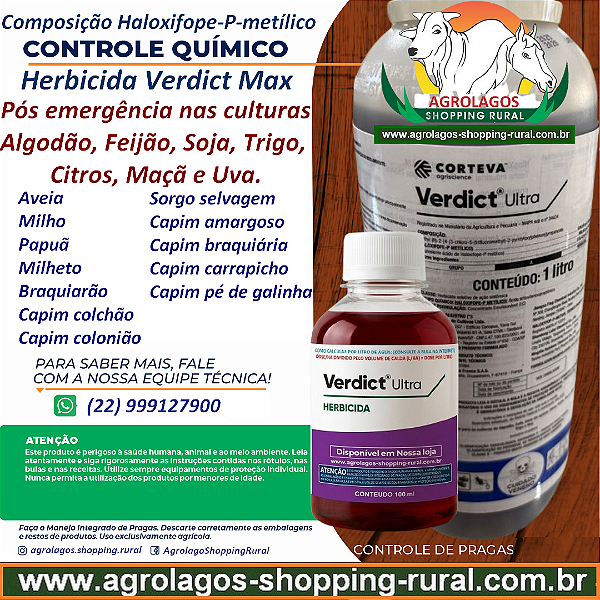 Herbicida Verdict Ultra Fracionado 100 ml - Composição Haloxifope-P-metílico