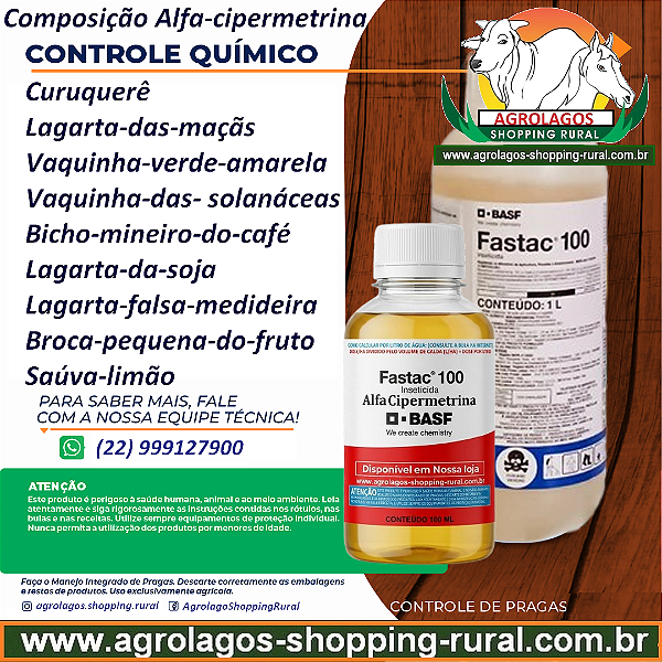 Inseticida Fastac 100 SC Fracionado 100 ml - Alfa Cipermetrina - Algodão, Batata, Café, Soja e Tomate