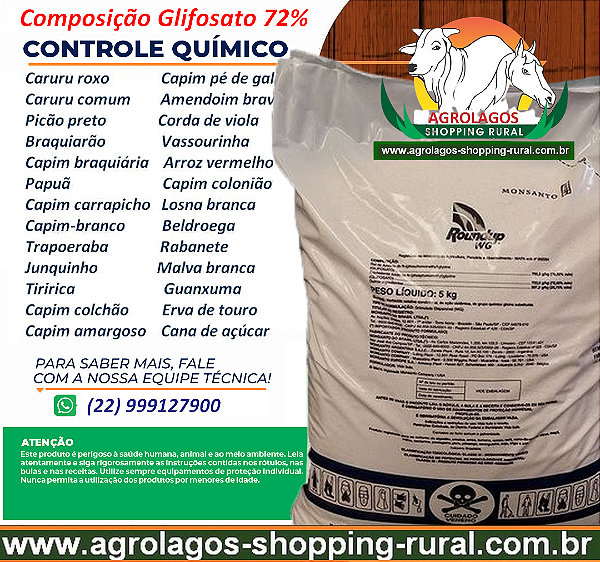 Herbicida Roundup WG 720 5 kg - Glifosato 72% - Mata Mato Dessecante mais forte que Roundup